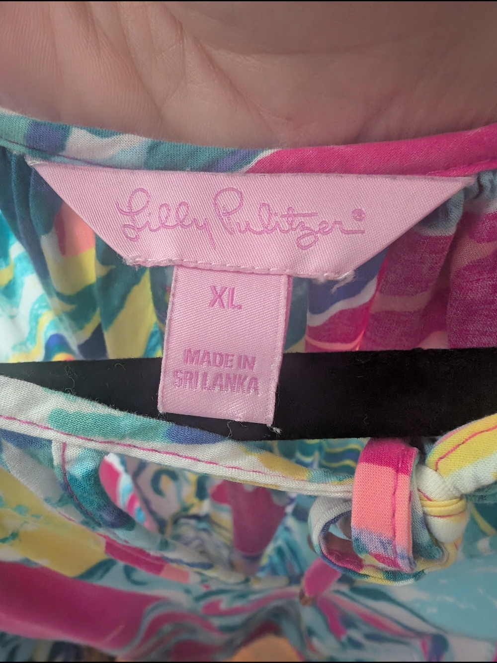 Lilly Pulitzer Women's Bright Pink Multicolor Long-Sleeve Peasant Blouse size XL - Picture 3 of 4